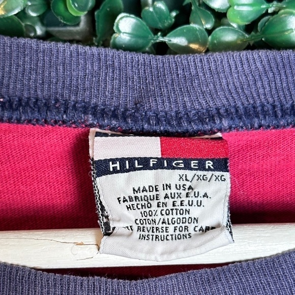 Vintage VTG Mens Tommy Hilfiger Red Short Sleeve T-Shirt Size XL Made in USA Tag - Picture 3 of 4